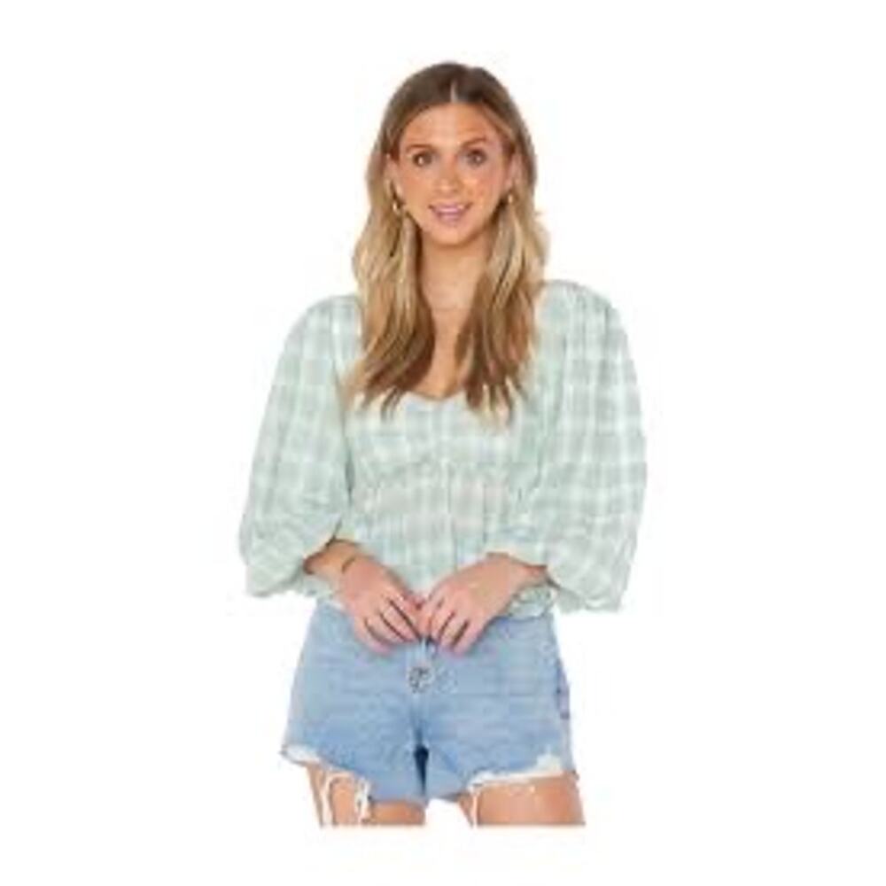 Show Me Your Mumu Green Plaid Angelique Top- Size M